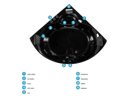 Kulmaporeamme LED-valot musta 205 x 150 cm SENADO